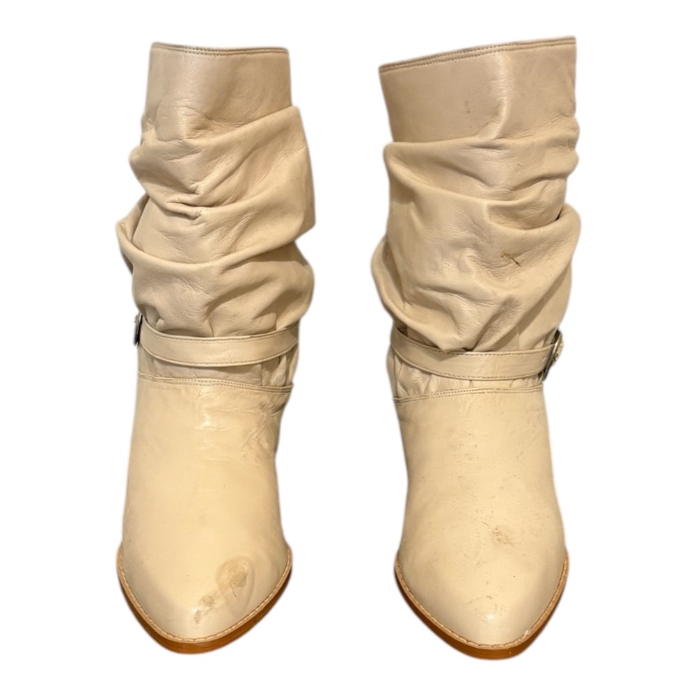 Vintage Boots-Ankle Boots-Cream Boots-Short Boots-Flat Boots.